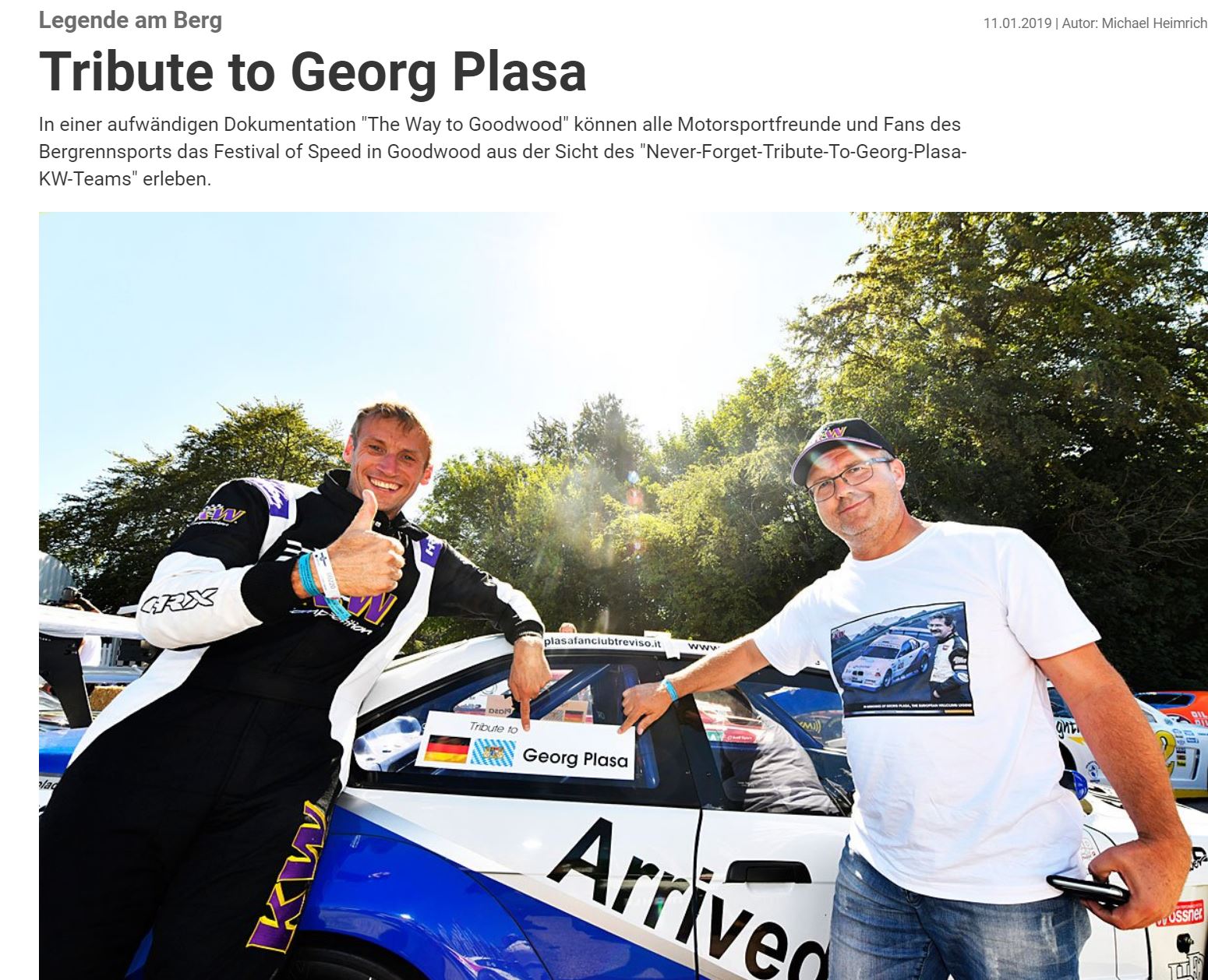 Bericht aus dem Rallyemagazin über "Tribute to Georg Plasa"