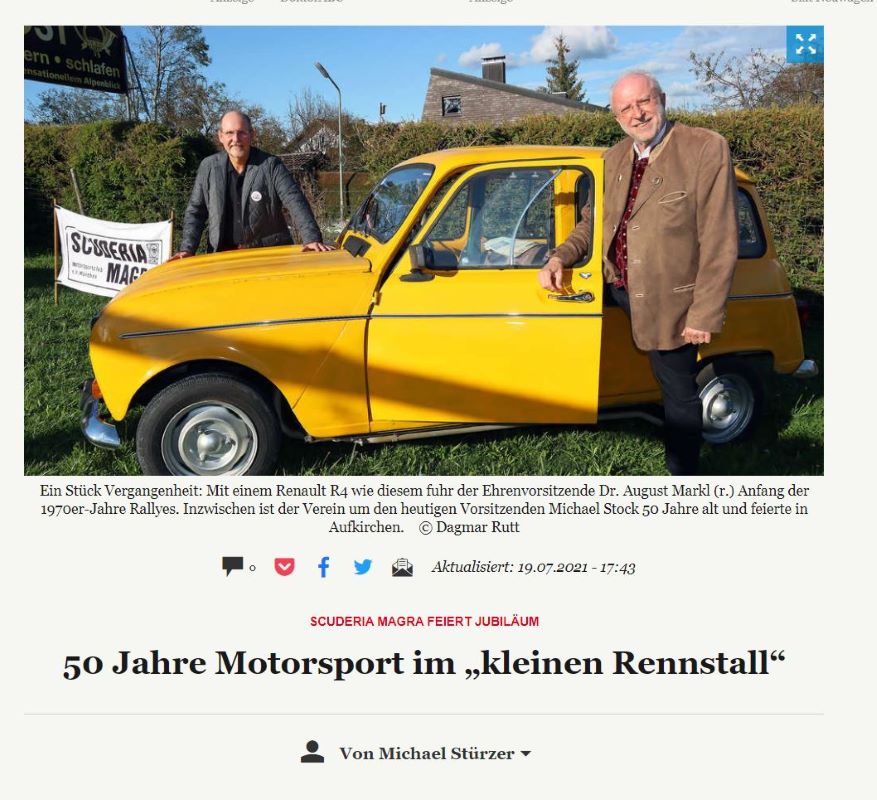 Bericht im Starnberger Merkur über die 50-Jahr-Feier der Scuderia Magra